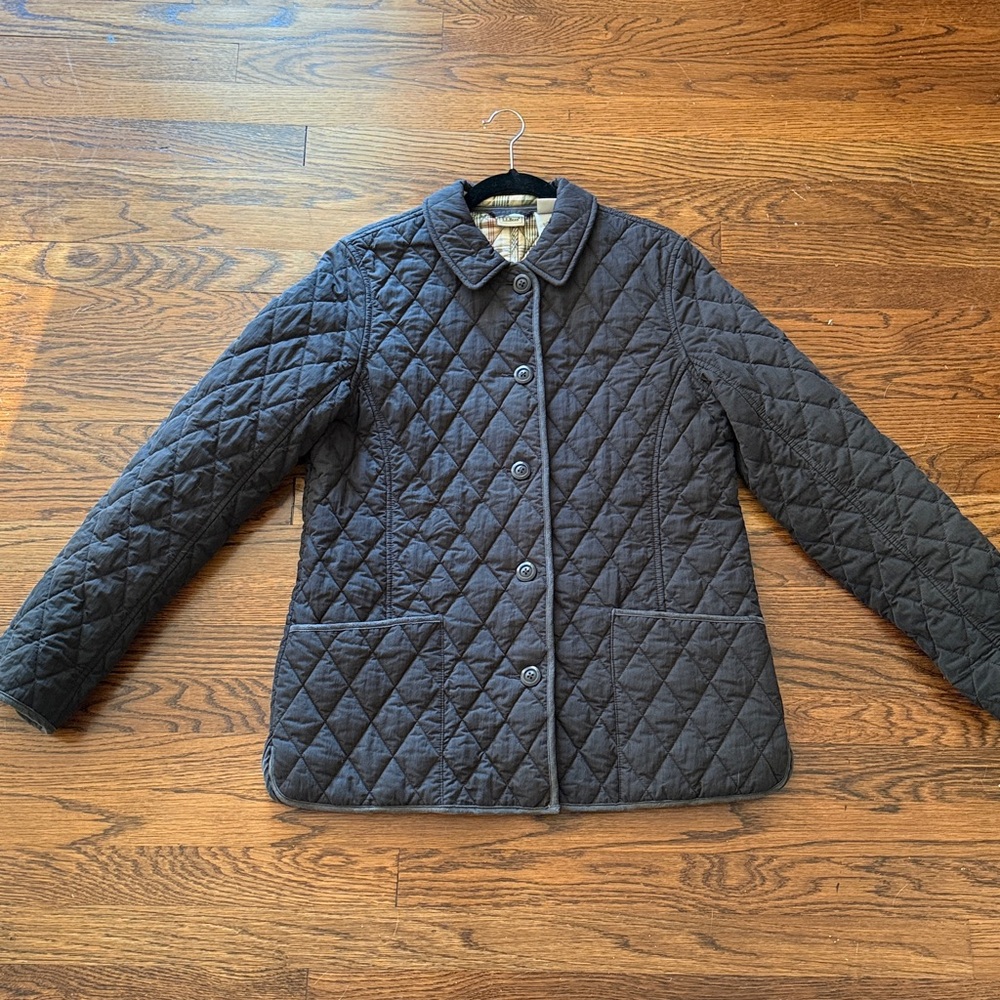 Vintage L.L. Bean Black/Charcoal Quilted Barn Chore Jacket - Medium